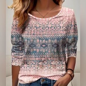 Women's Casual Long Sleeve T-Shirt with‎ Paisley Print